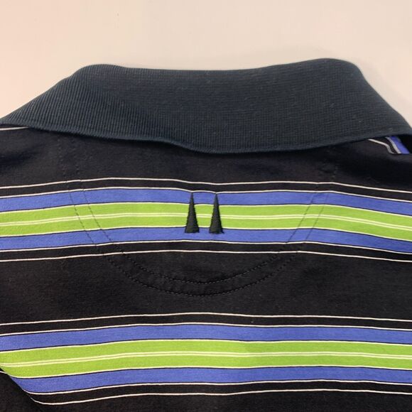 Greg Norman Polo Shirt Mens M Medium Black Striped Cotton Breathable Golf - Picture 7 of 10